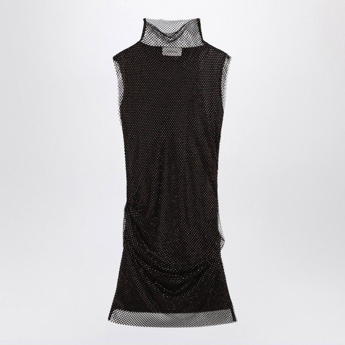 Schimmerndes schwarzes Mesh-Minikleid