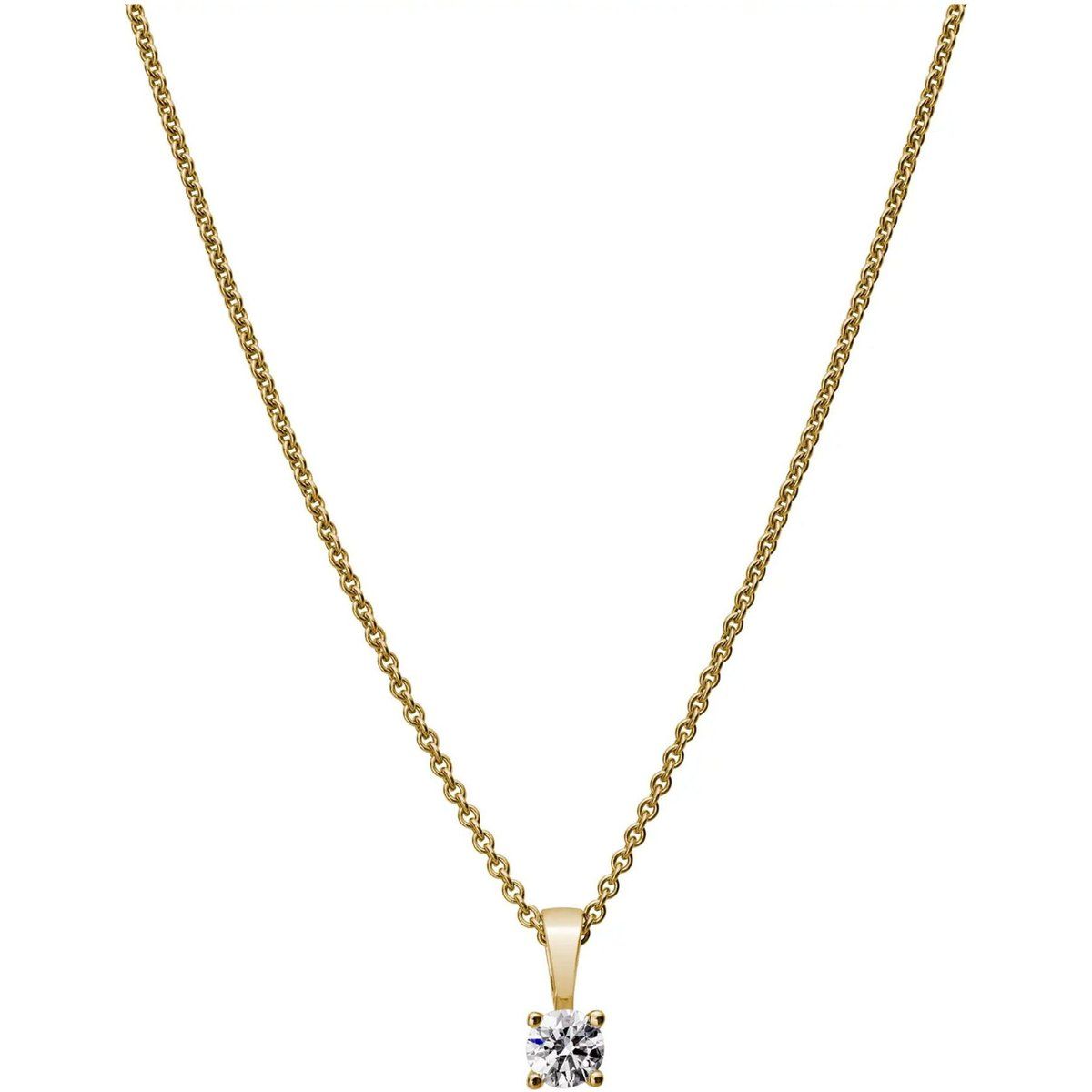 Klassische Goldkette mit Solitär-Diamant