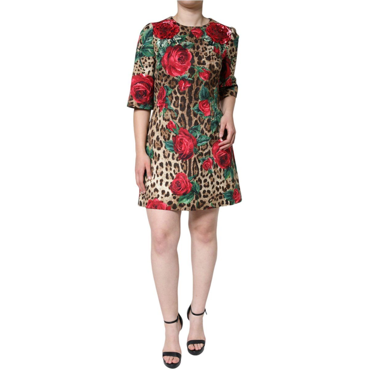 Buntes Leopardenmuster A-Linien-Kleid