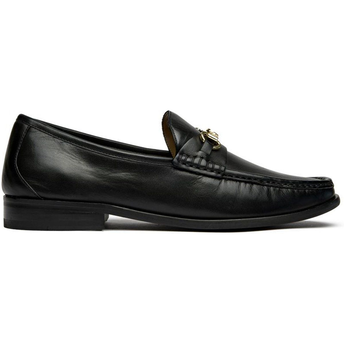 Herren Loafer aus schwarzem Leder mit Goldbesatz