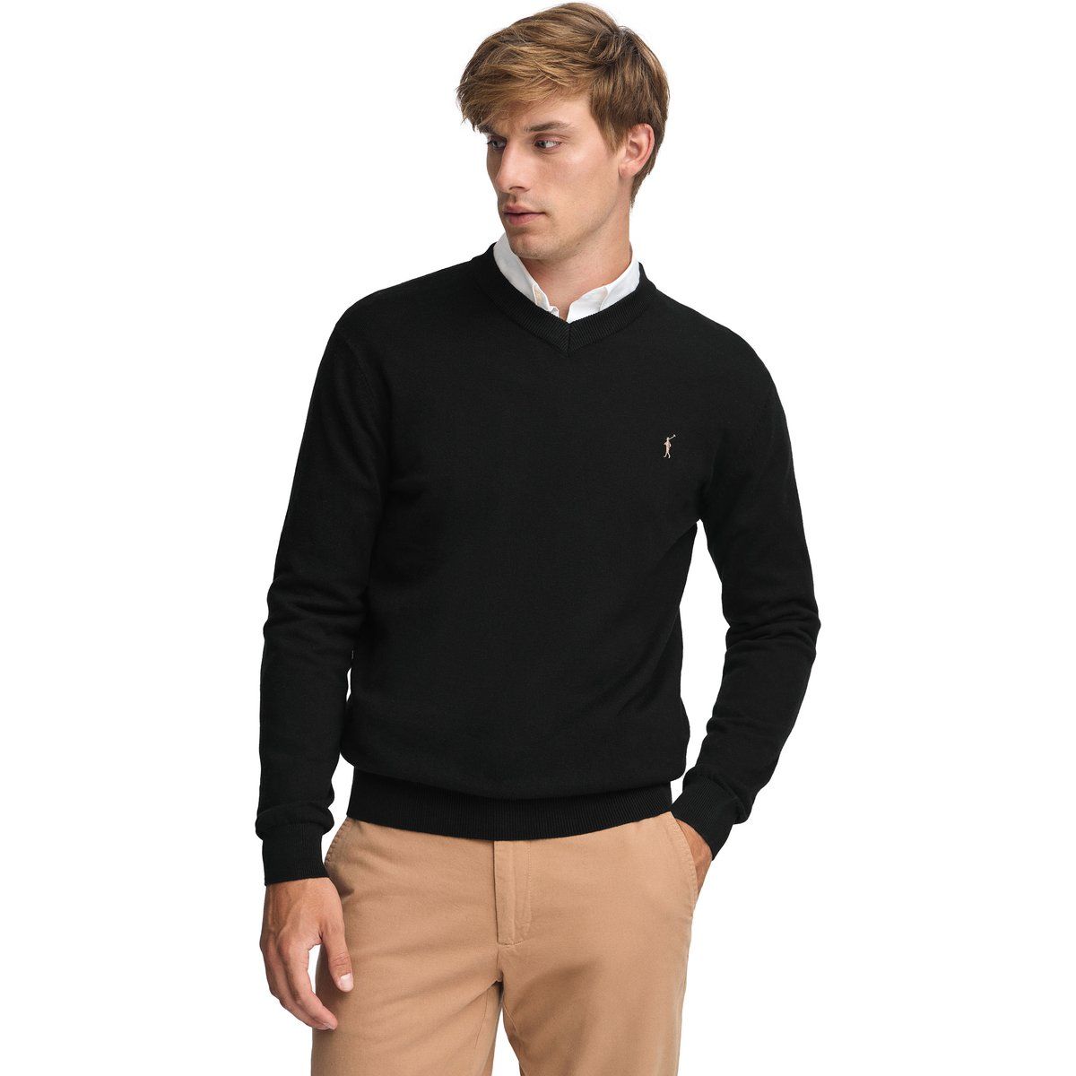 Klassischer V-Ausschnitt Pullover aus Wollmischung