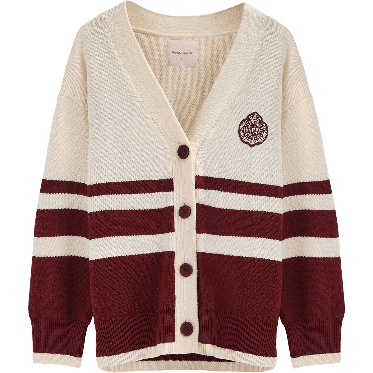 Gestreifte Strickjacke mit V-Ausschnitt