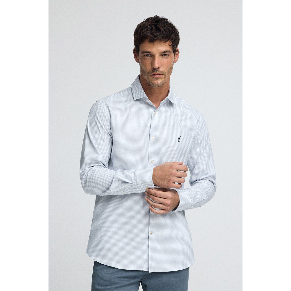 Slim Fit Oxford Hemd mit Vichy-Karo