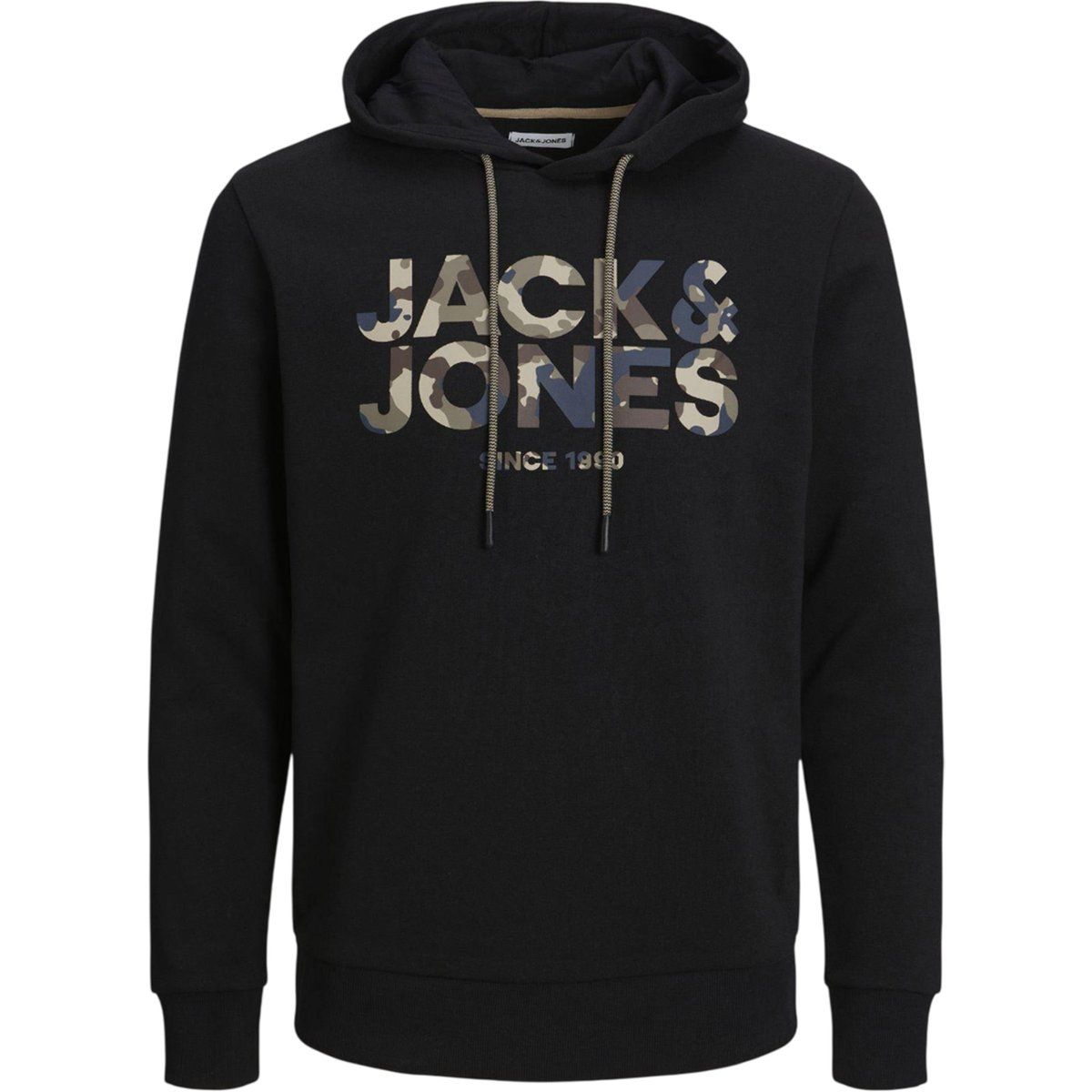 Schwarzer Kapuzenpullover mit Logo-Print