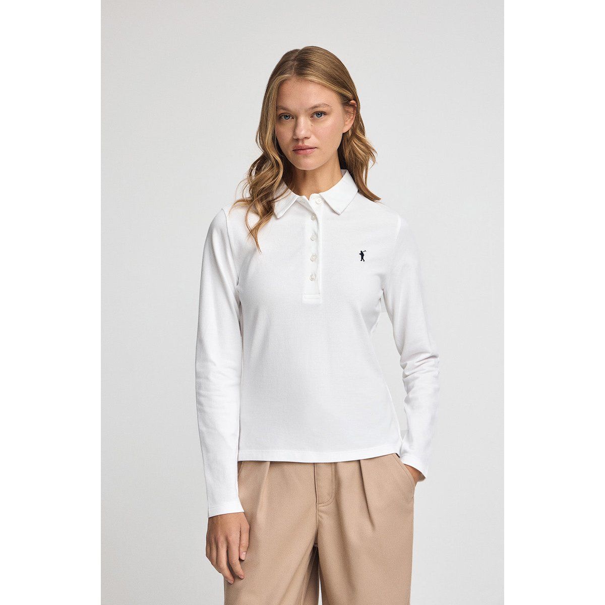 Damen Langarm Poloshirt
