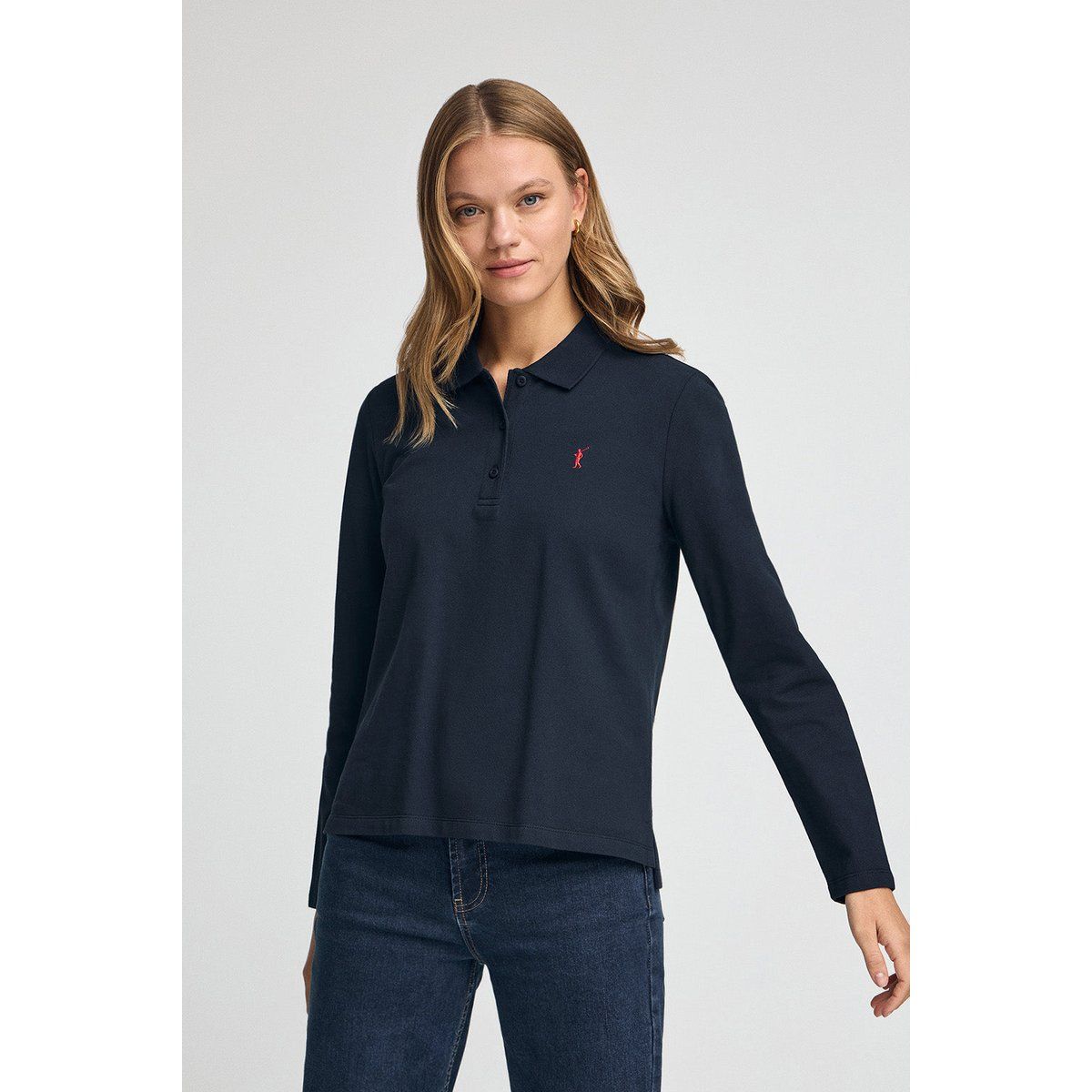 Klassisches Langarm Poloshirt
