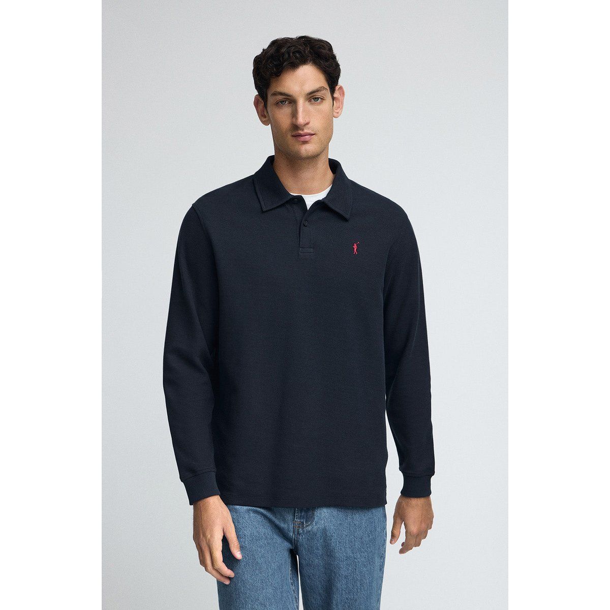 Langarm Piqué Poloshirt