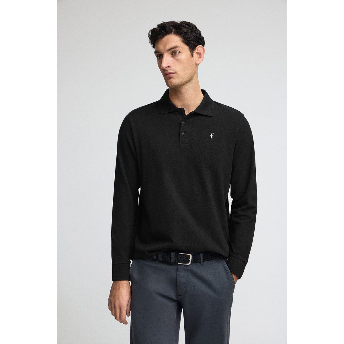Herren Langarm Piqué Poloshirt