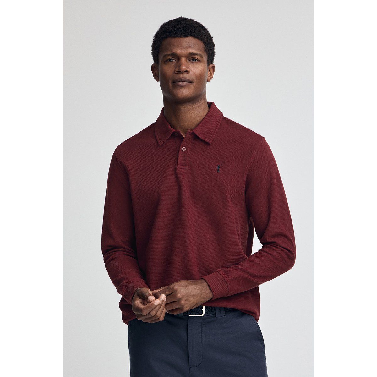 Langärmliges Poloshirt mit Mikrostruktur
