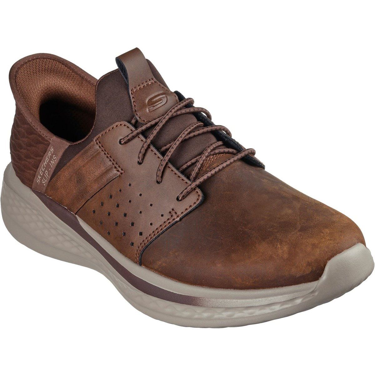 Skechers Slade Zachary Textil Herren Dunkelbraune Weite Schnürschuhe