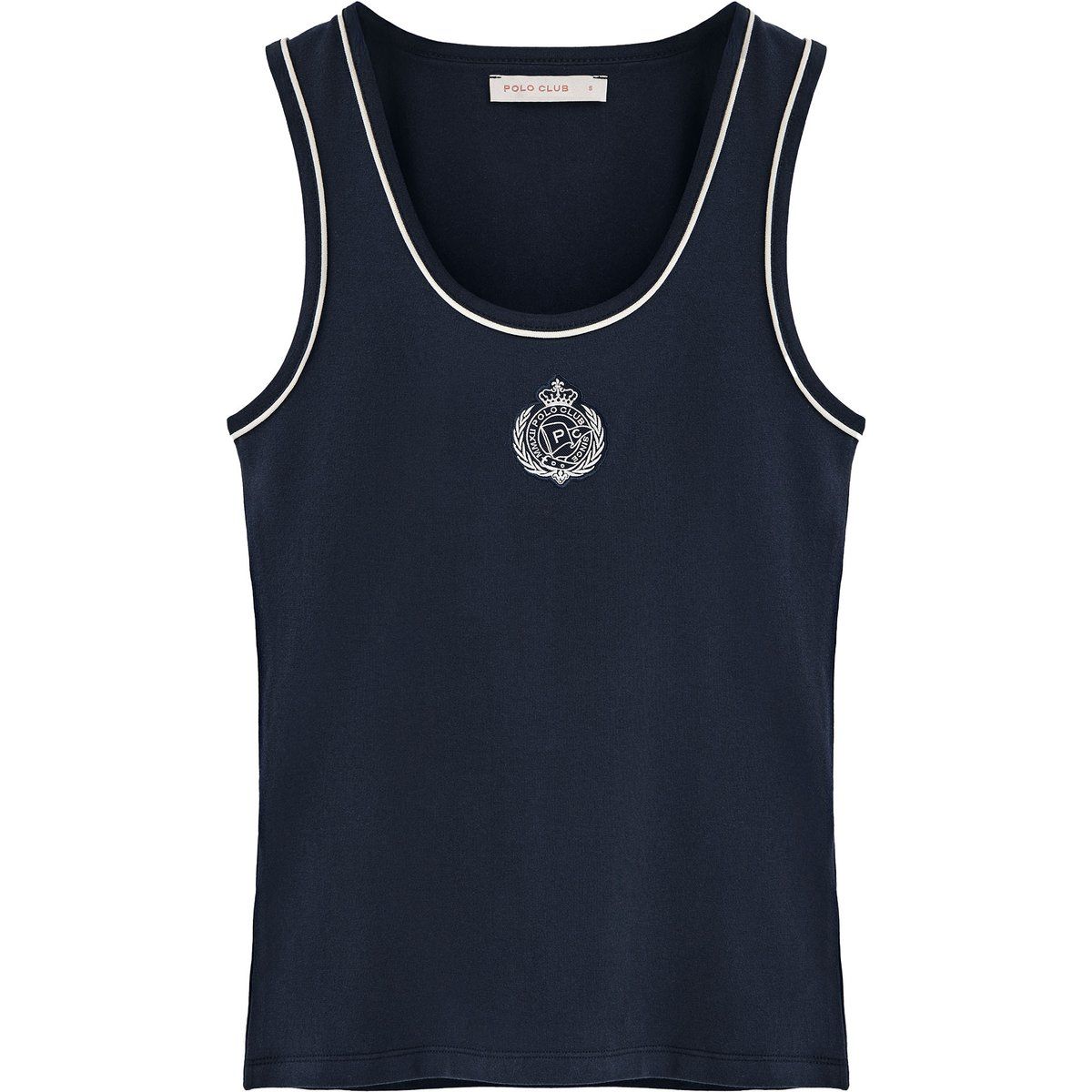 Marineblaues Tanktop mit Borte und Wappen