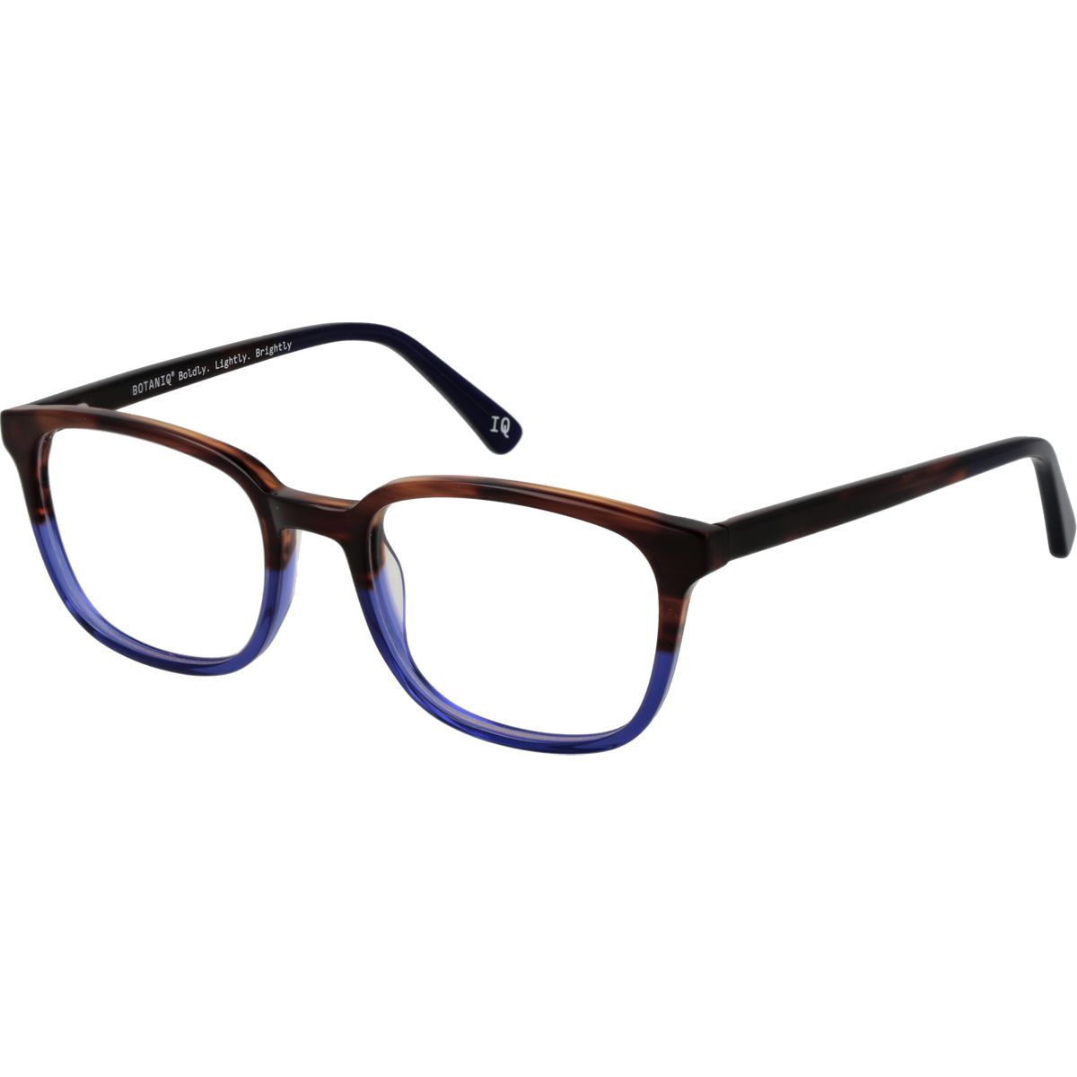 Rechteckige Acetat-Brille mit blauem Detail