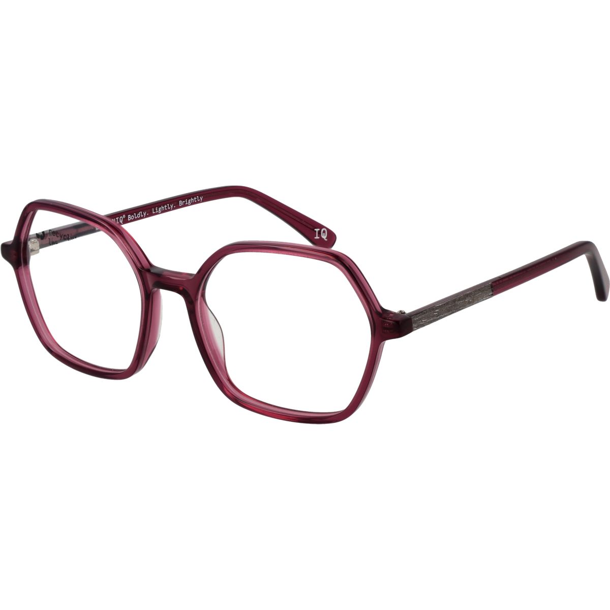 Geometrische Brille mit lila Rahmen