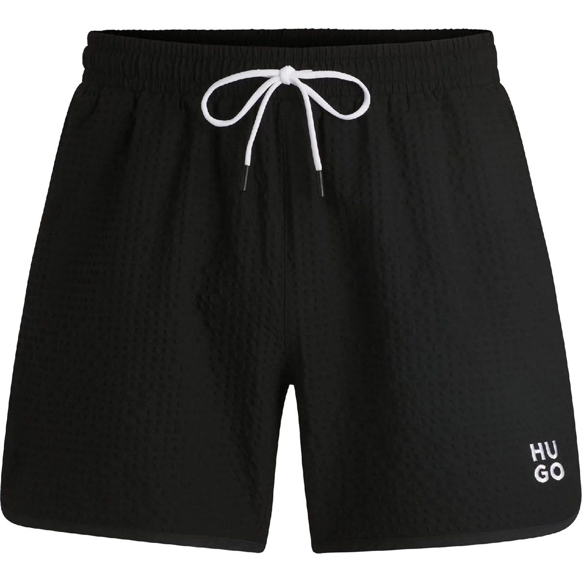 Herren-Badeshorts mit Waffelstruktur, Schwarz