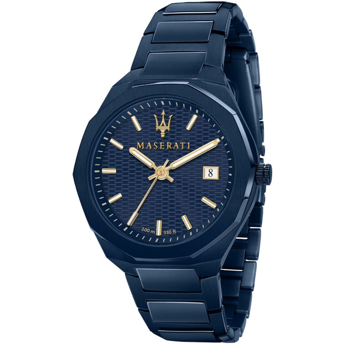 Blaue Edelstahl Quarz Herrenuhr