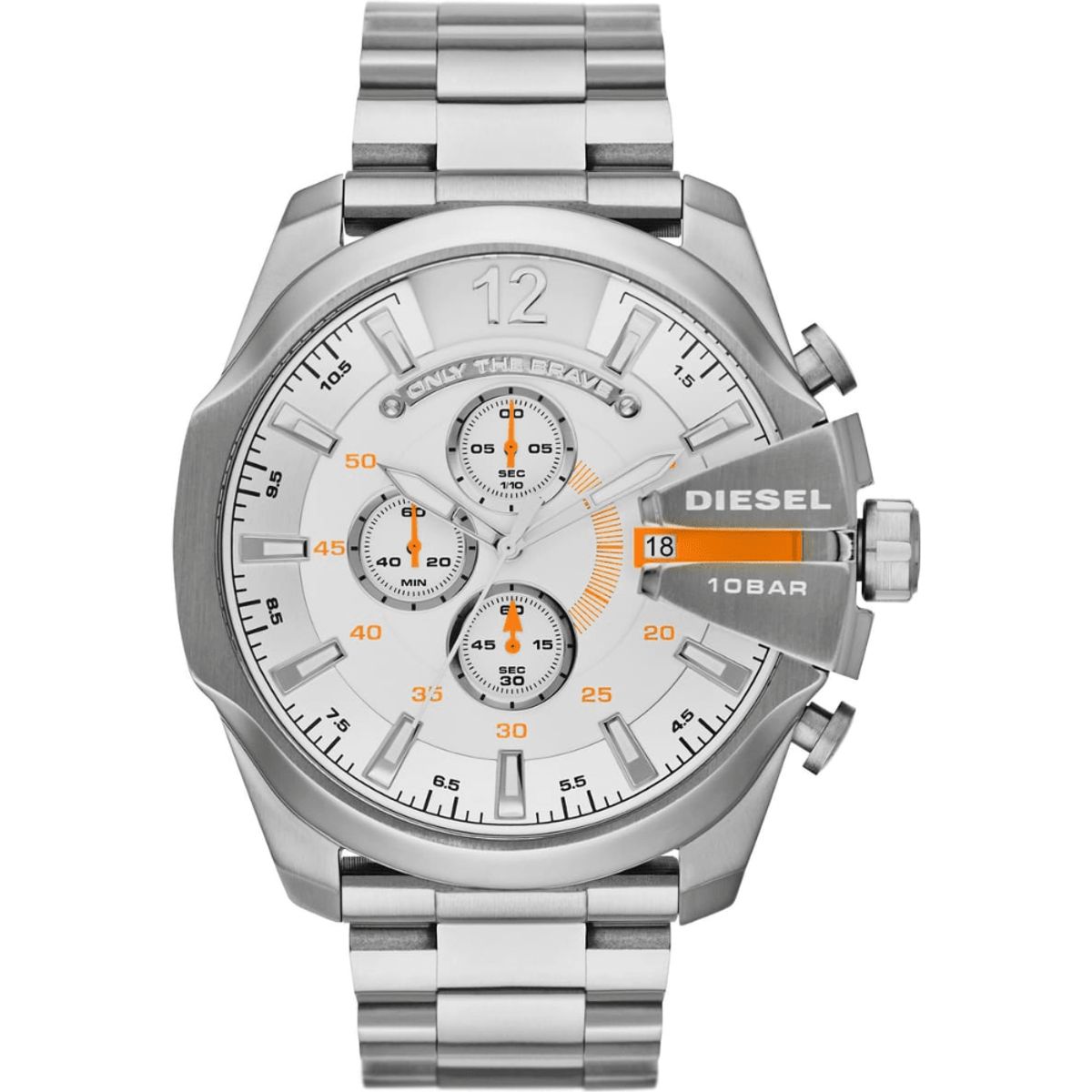 Silberne Chronograph-Uhr aus Edelstahl