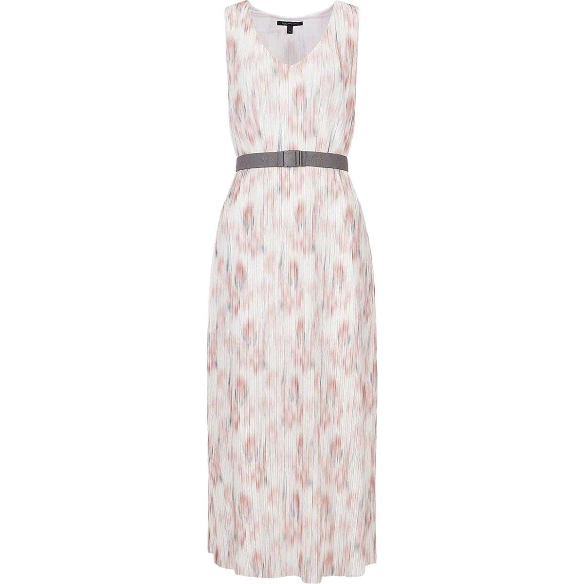 Midikleid mit abstraktem Print und Gürtel