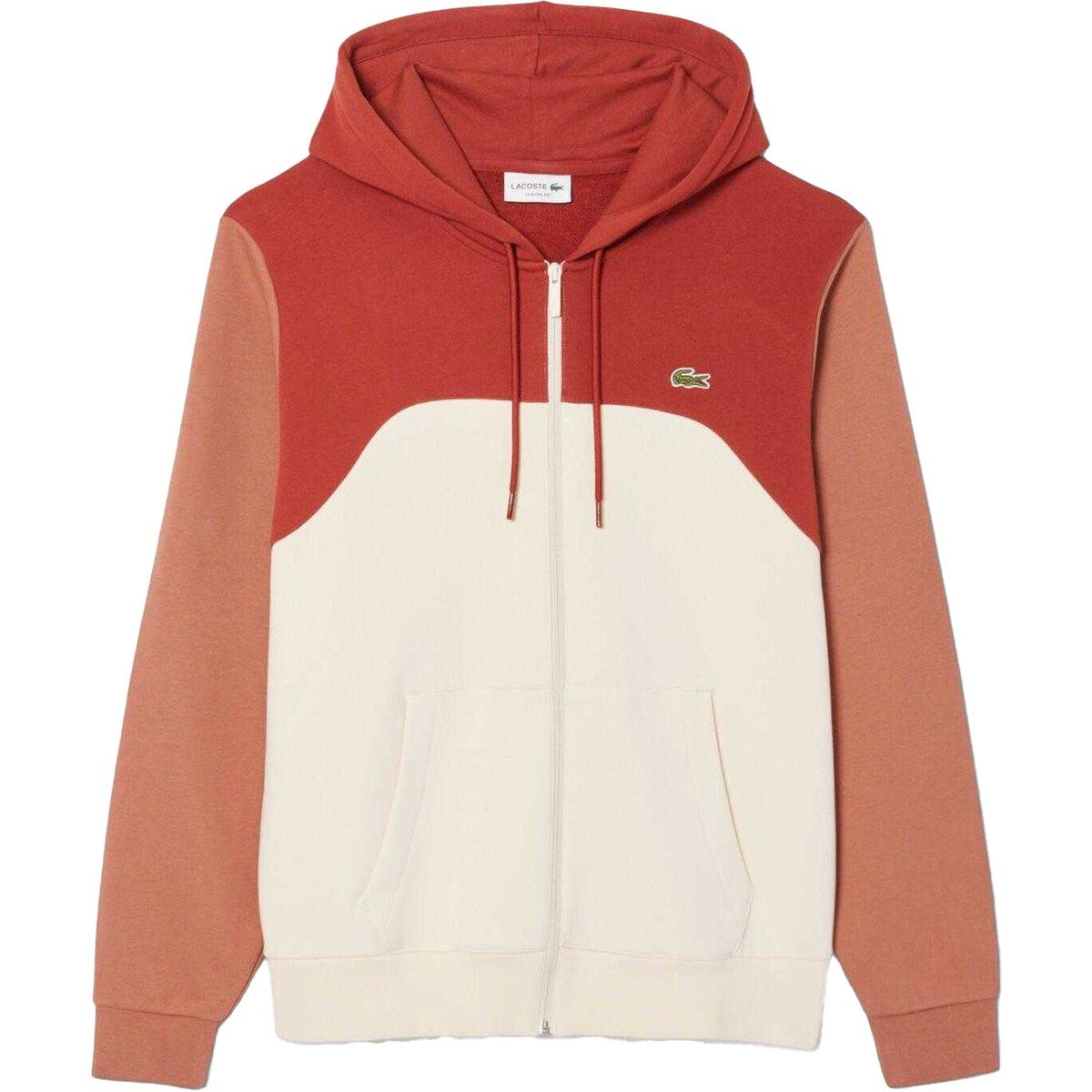 Farbblock Fleece-Hoodie mit Reißverschluss