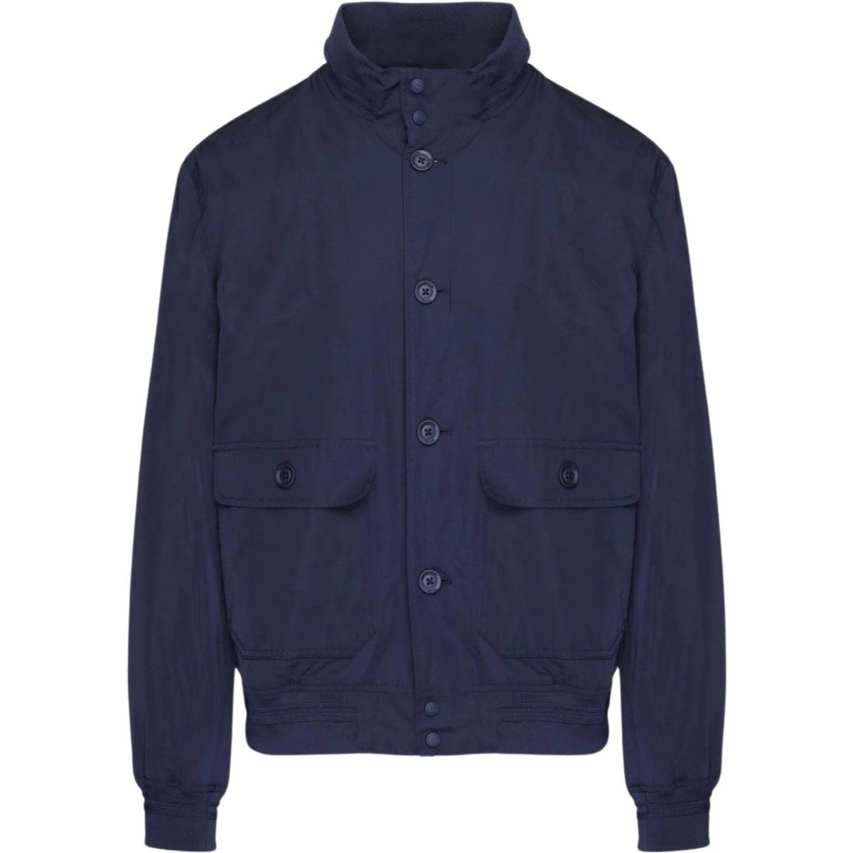Marineblaue Harrington Jacke mit Knopfleiste