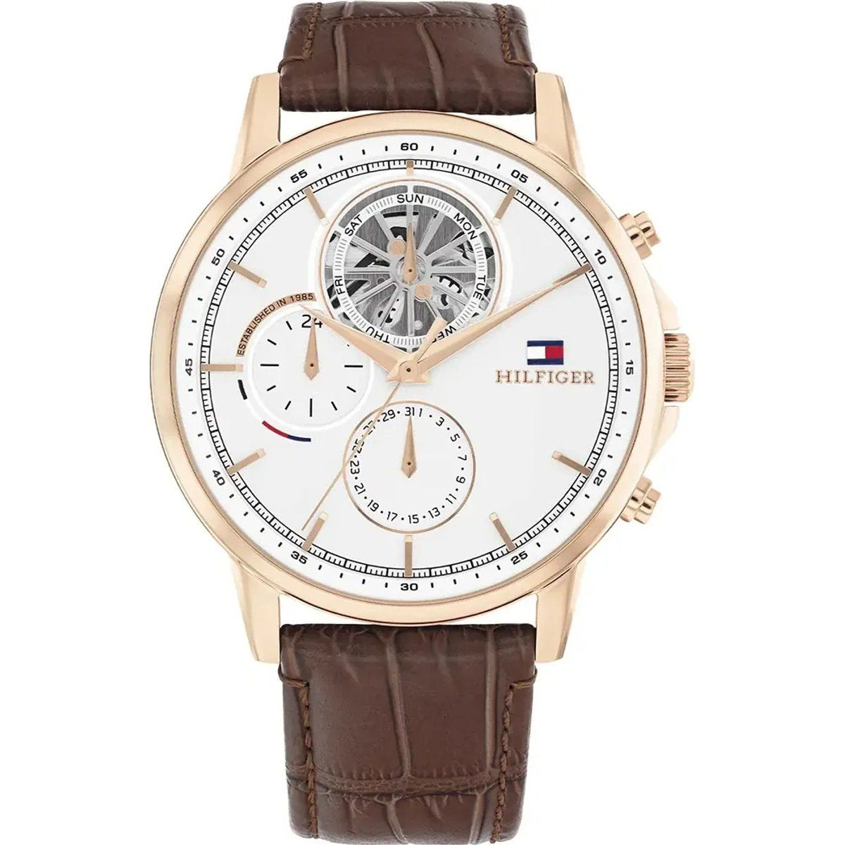 Multifunktionale Uhr mit Lederarmband