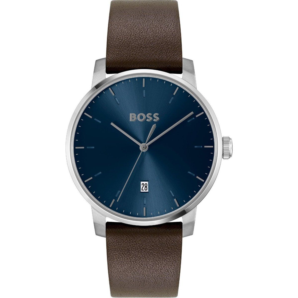 Minimalistische Armbanduhr mit Lederarmband