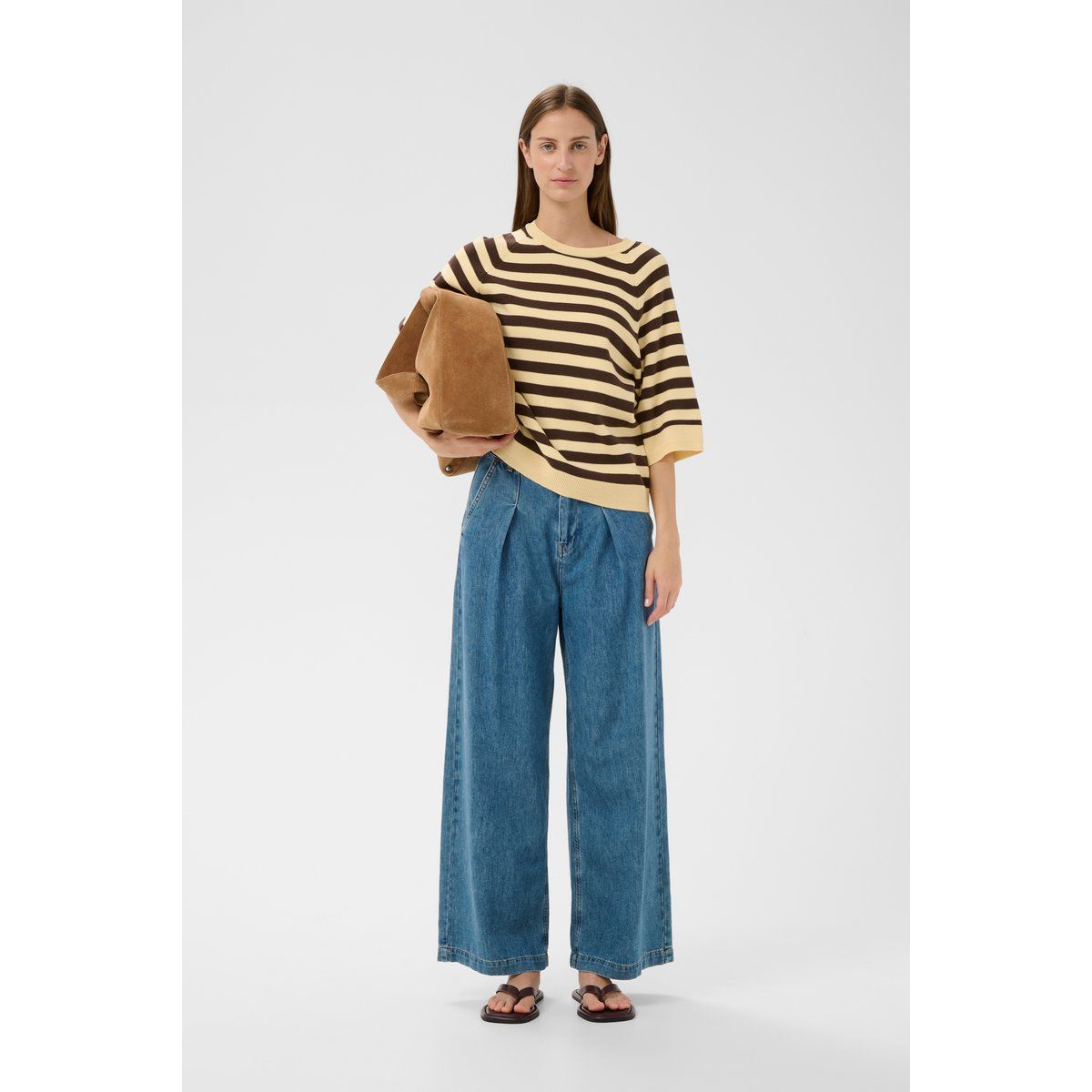Gestreiftes Kurzarm Stricktop