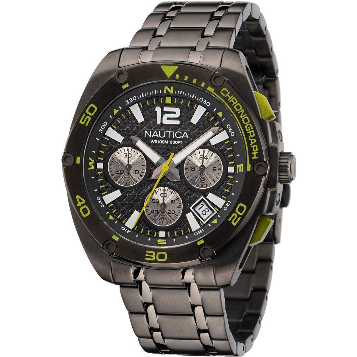 Gunmetal Chronograph Uhr mit Datum
