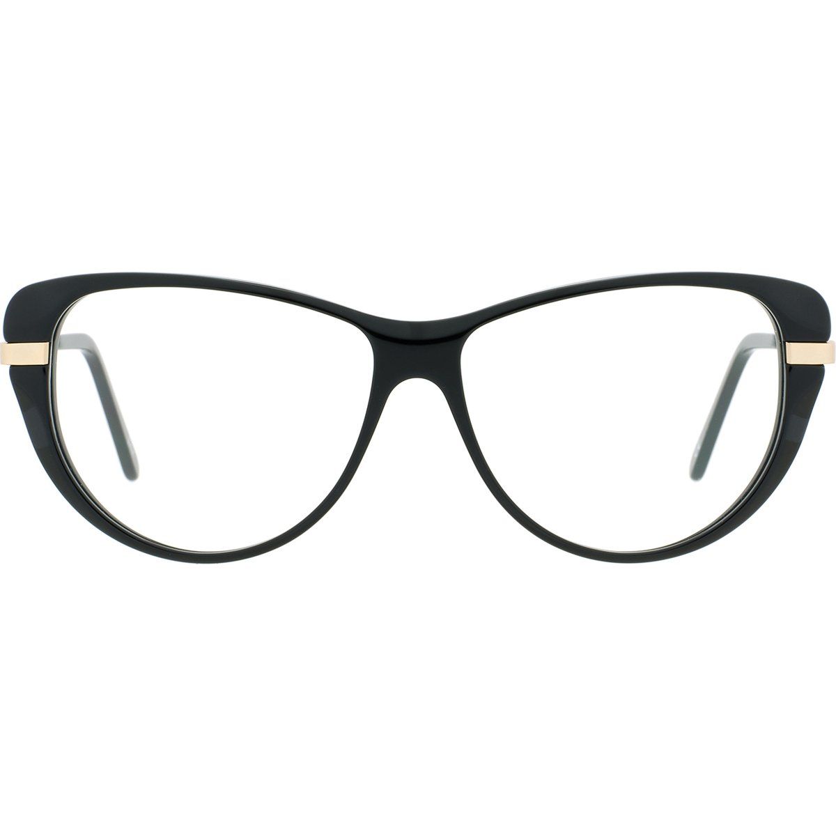 Schwarze Cat-Eye-Brille mit goldenen Details