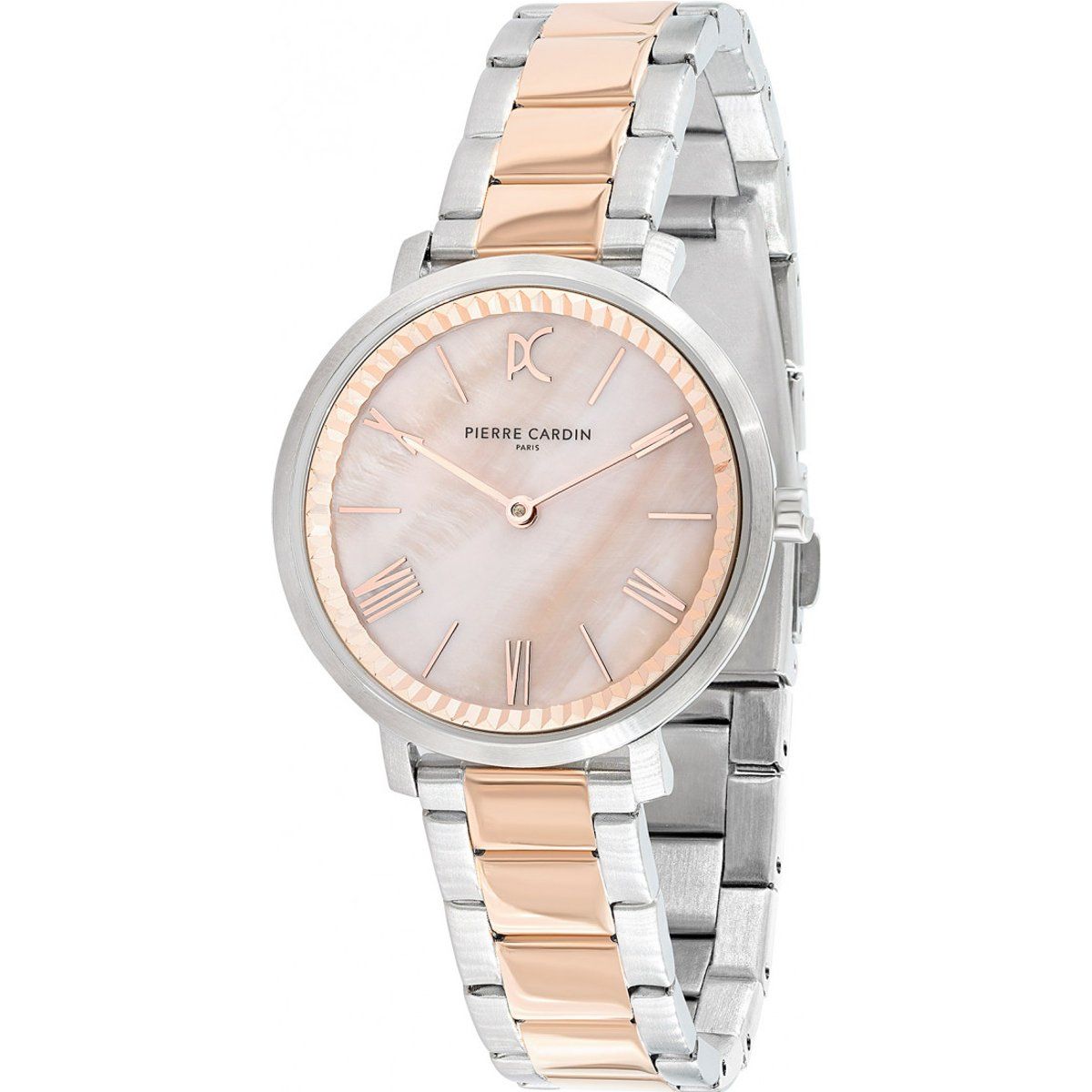 Elegante Silber- und Roségold-Uhr