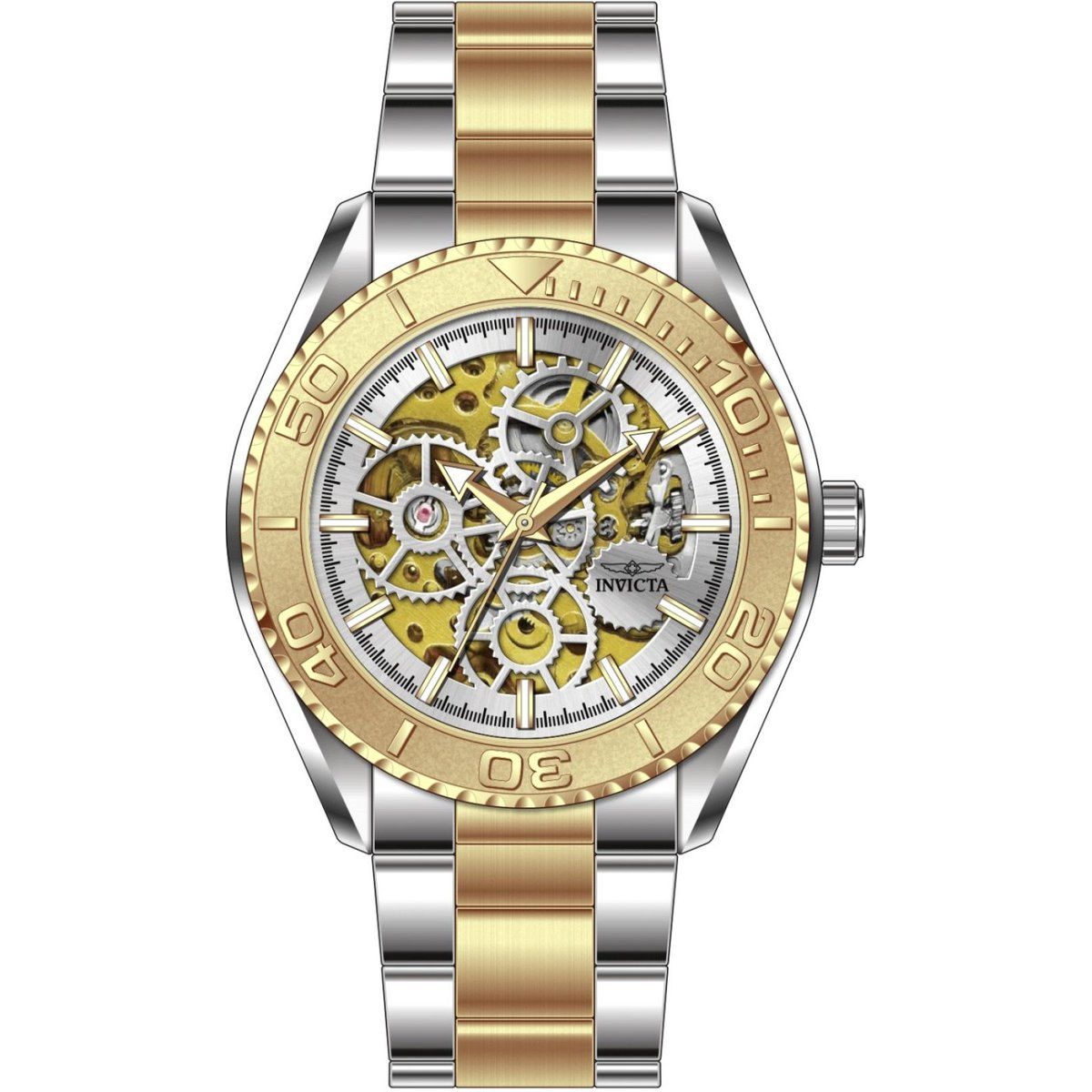 Gold-silberne Skelett-Zifferblatt-Uhr