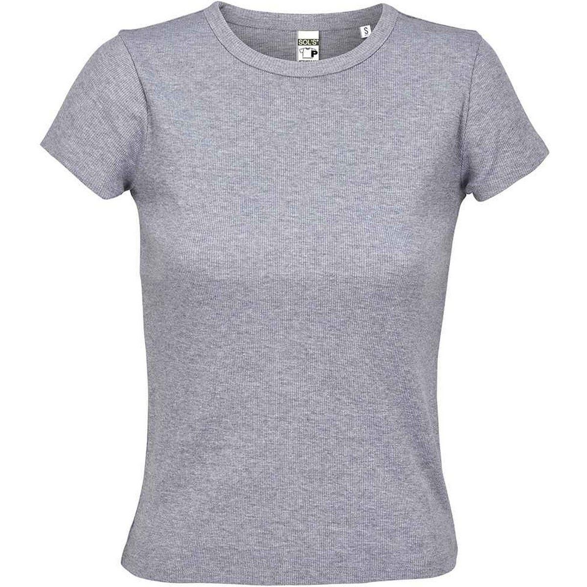 Figurbetontes geripptes Basic-T-Shirt
