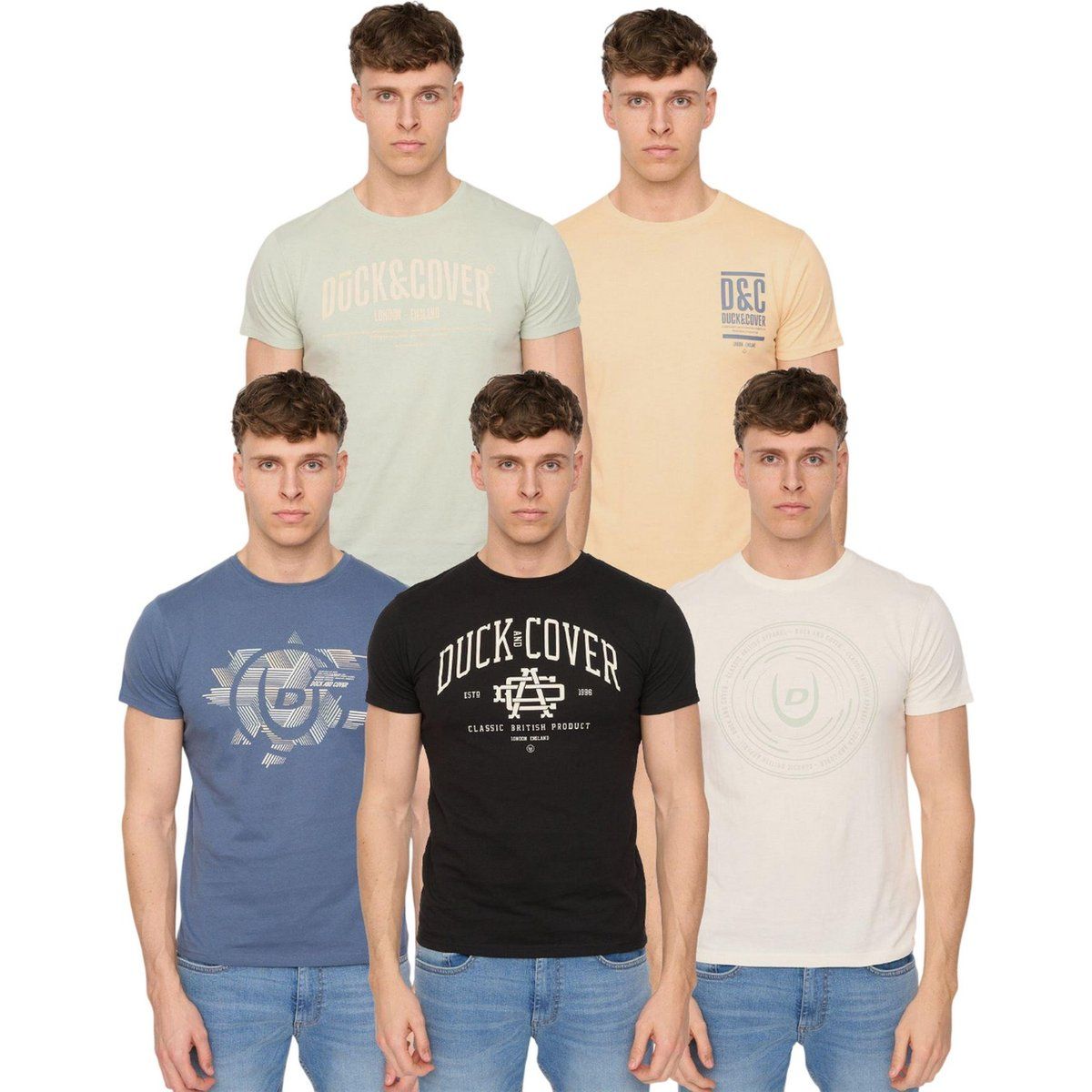 Herren Baumwoll T-Shirt Multipack mit Print