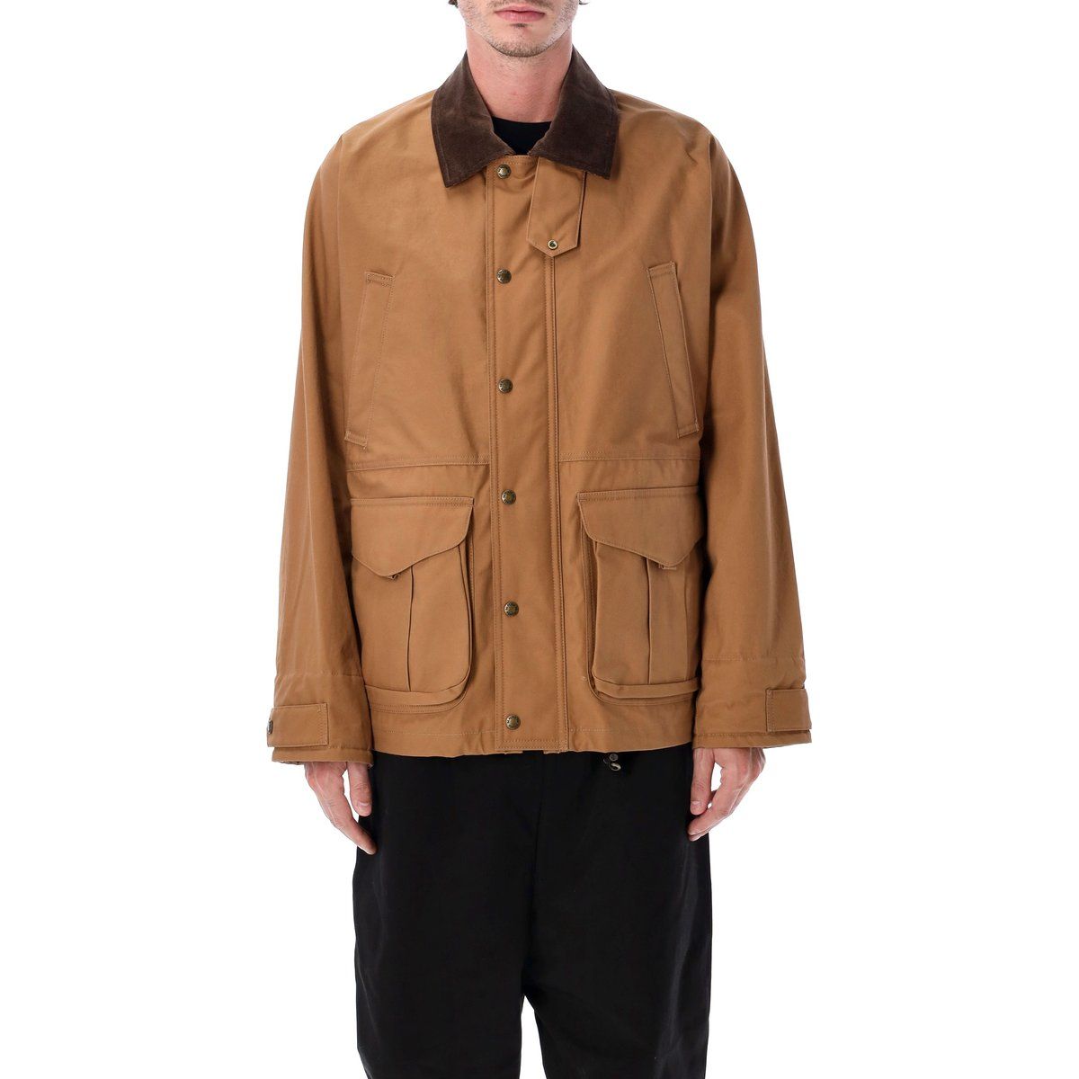 Utility-Jacke aus braunem Baumwollmischgewebe