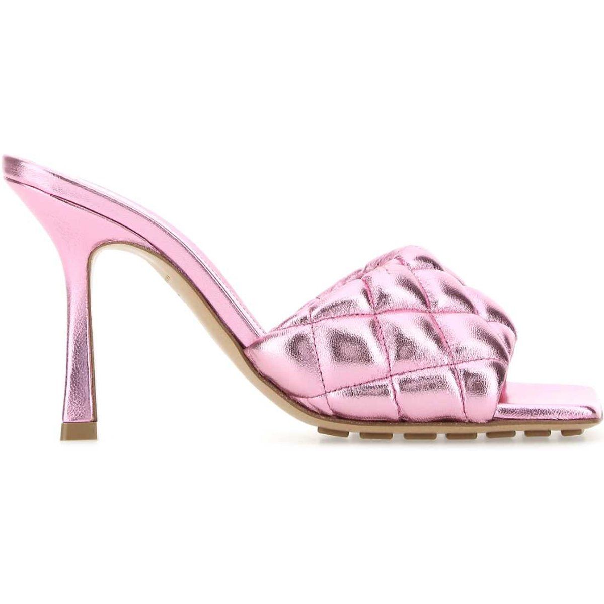 Metallic gesteppte Nappa-Leder Pantoletten