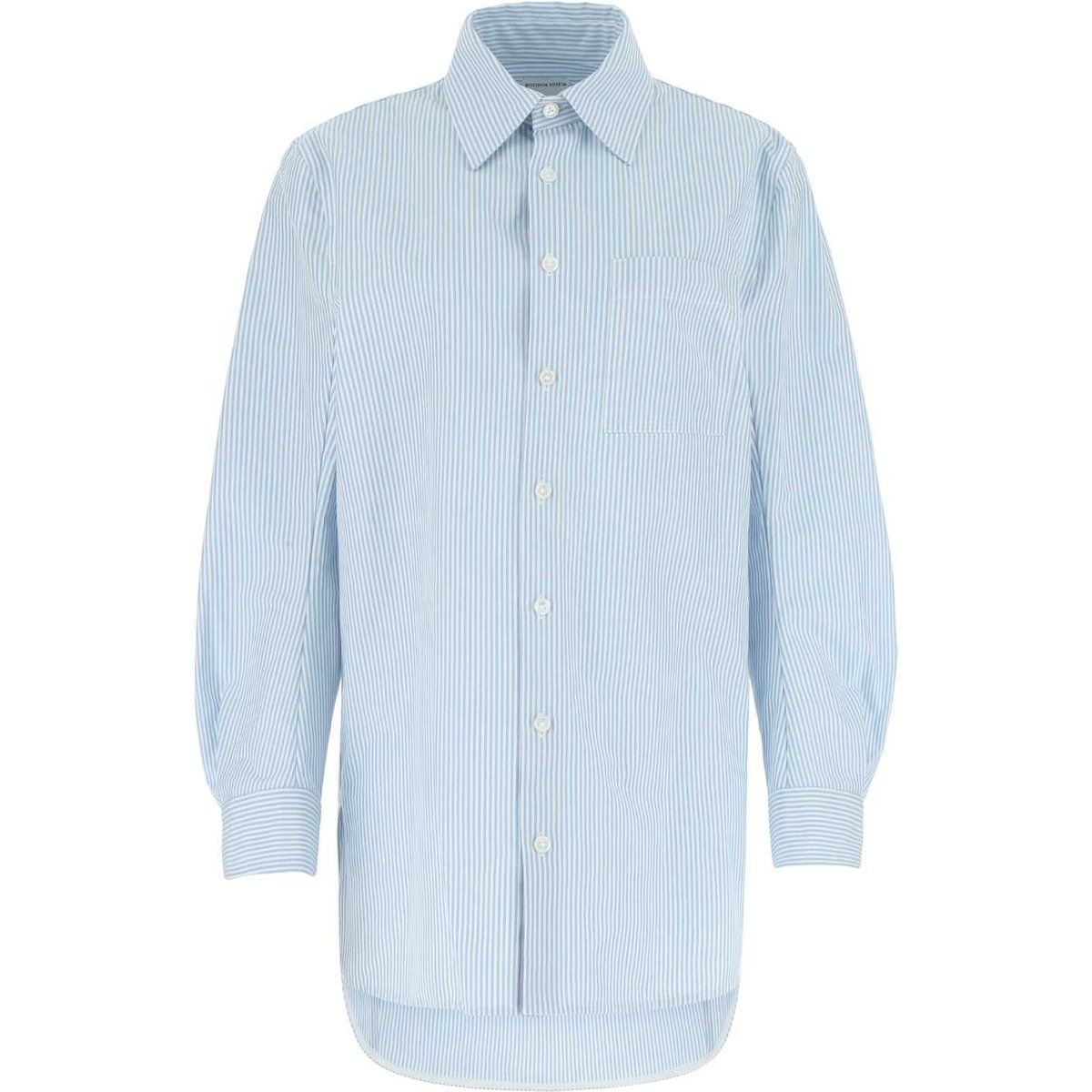 Oversize Baumwollhemd mit Streifen und Tasche