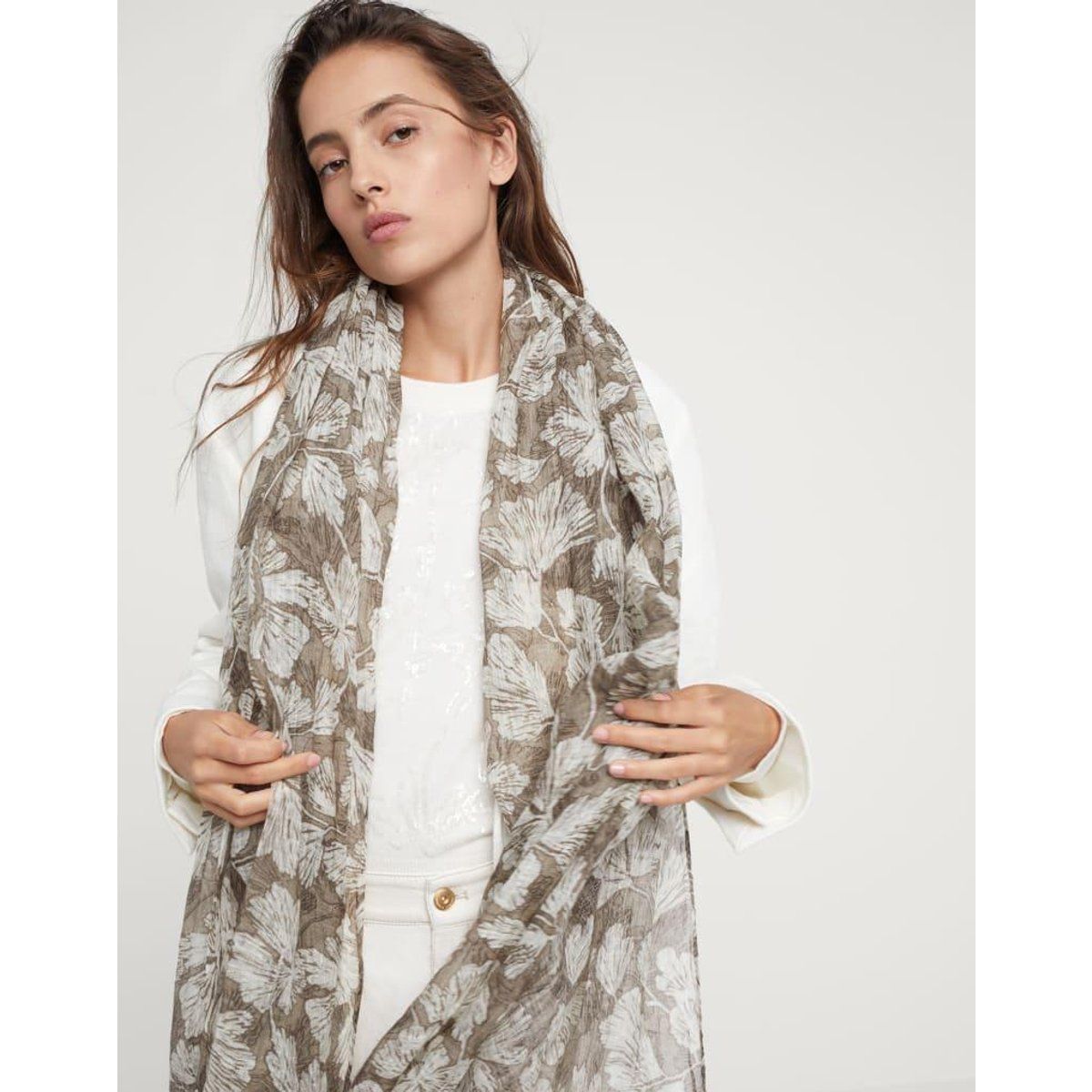 Brunello Cucinelli Seiden-Schal mit Blumenmuster
