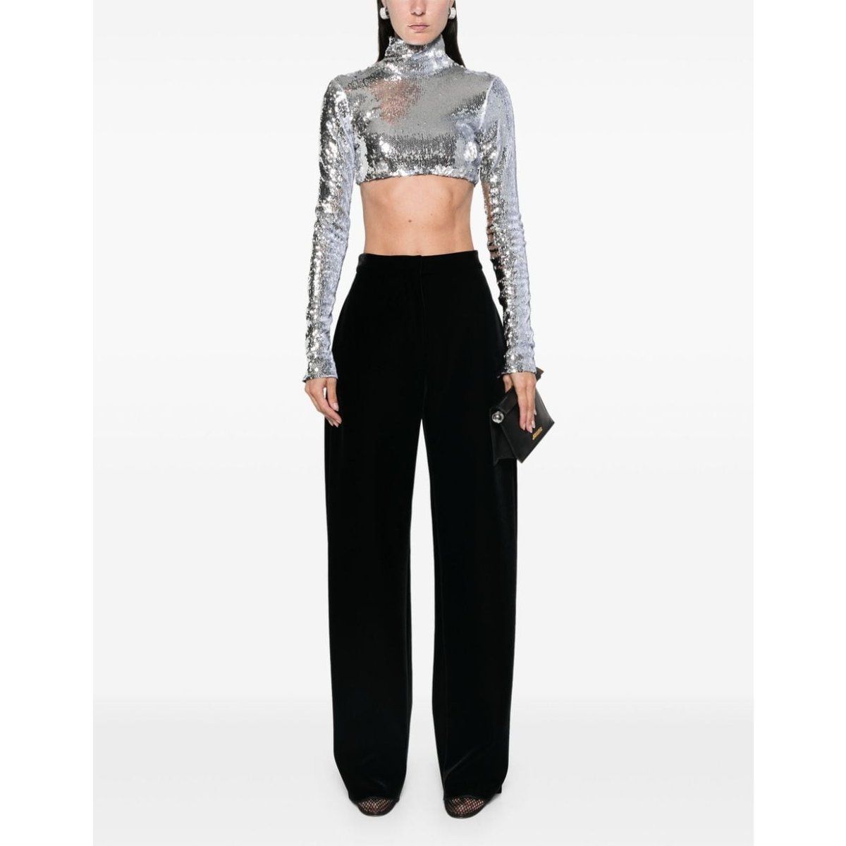 Elegante, hochtaillierte Samthose