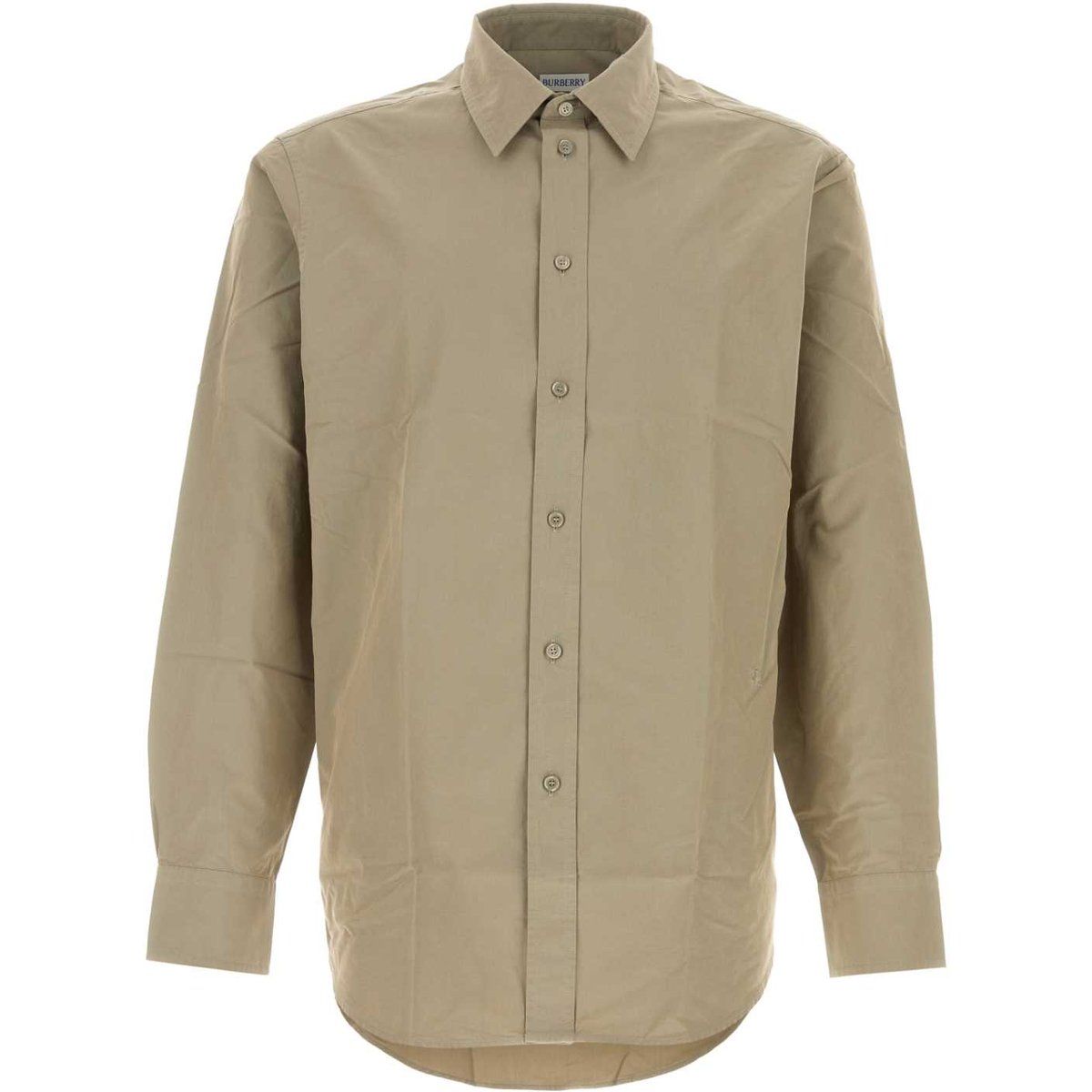 Klassisches Khaki-Baumwoll-Popeline-Hemd
