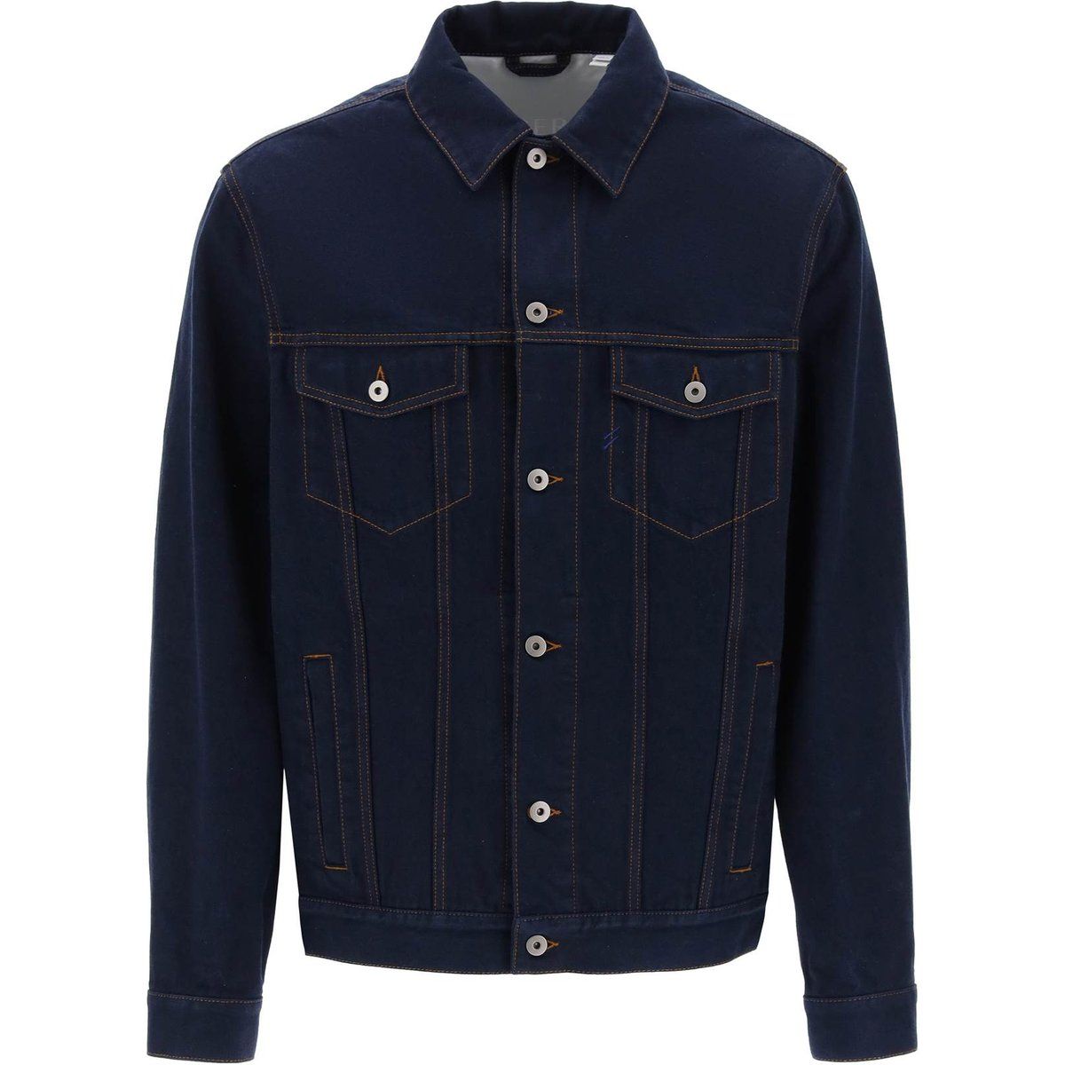 Klassische marineblaue Jeansjacke mit Nähten