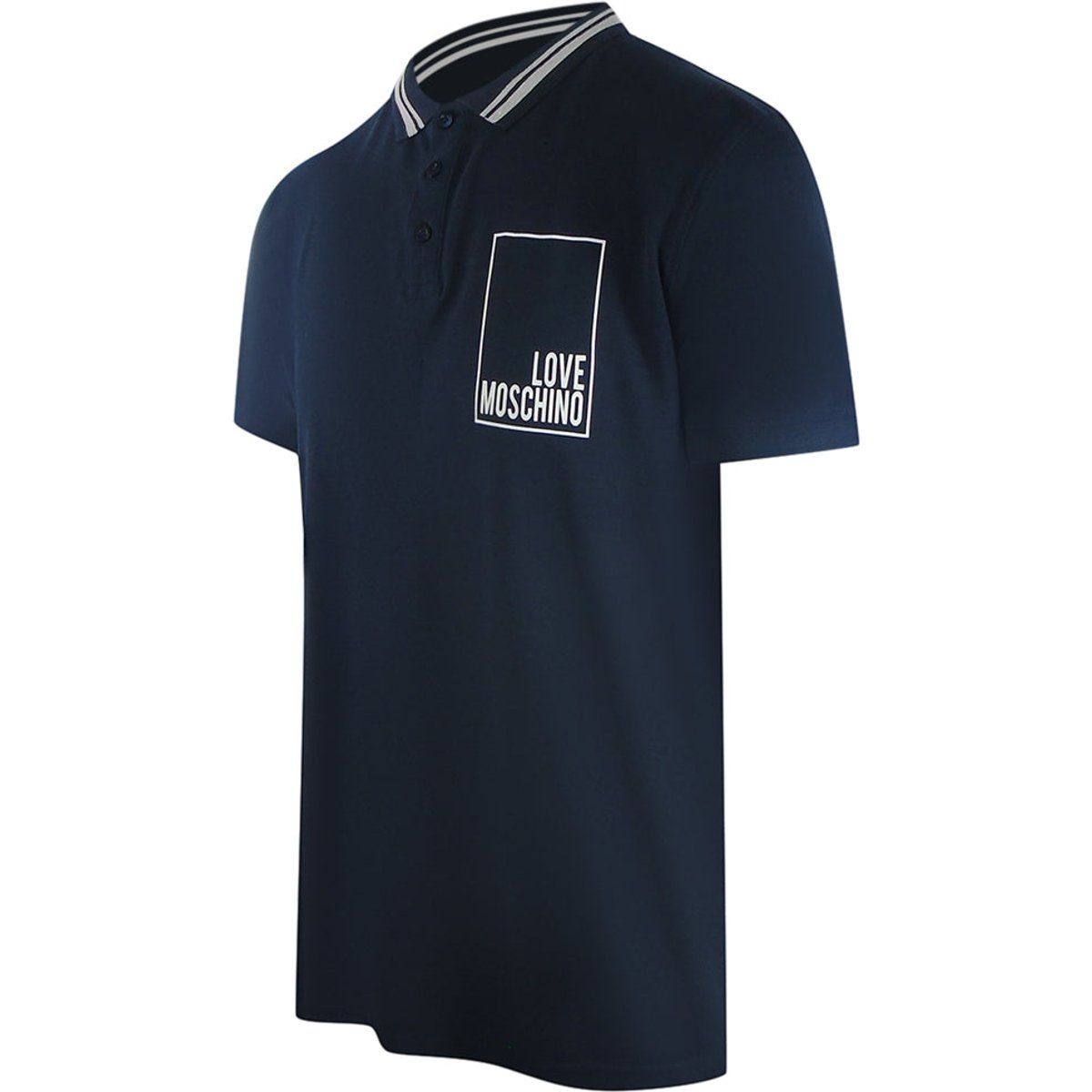 Marineblaues Poloshirt mit Box-Logo