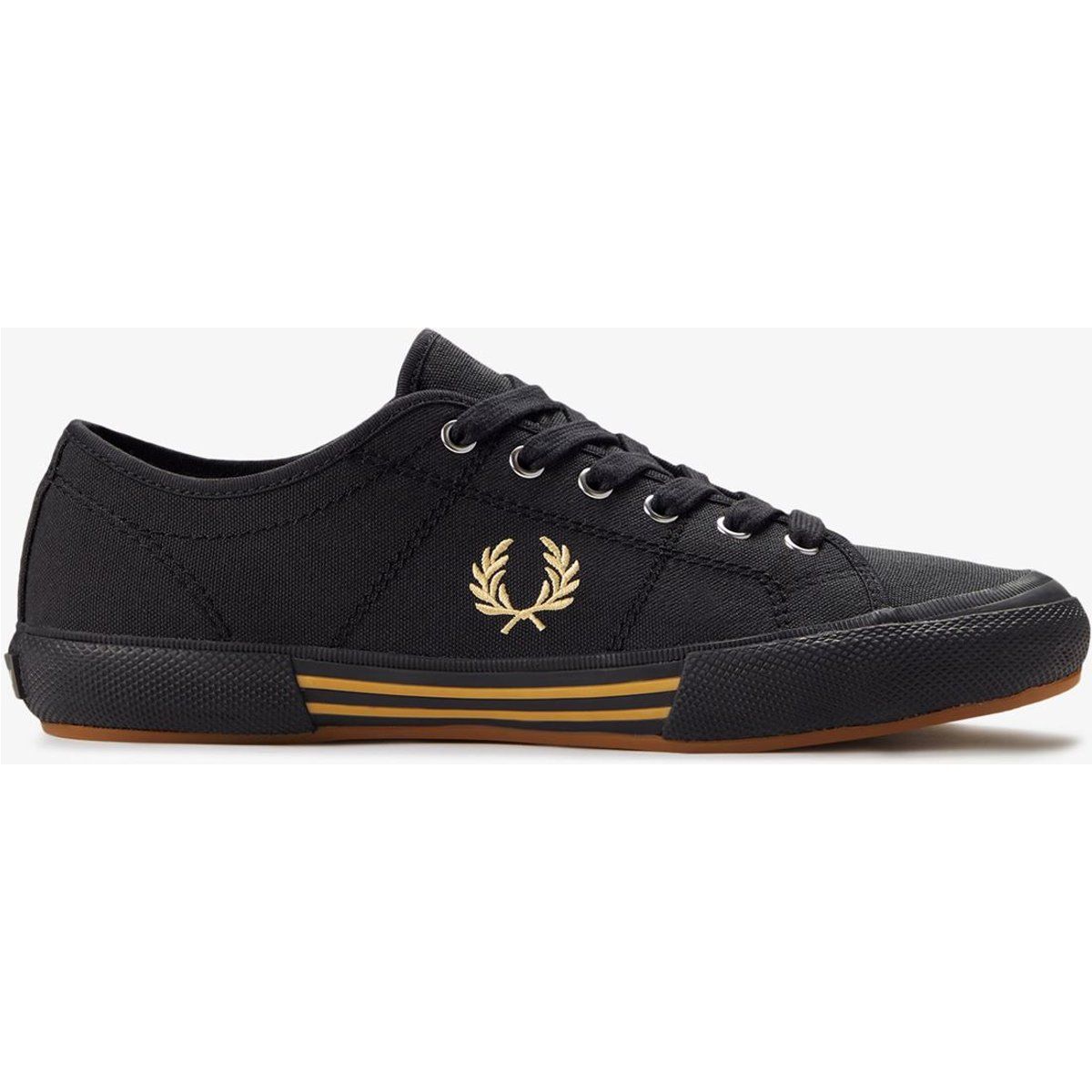 Fred Perry B708 Vintage Tennis Canvas Herren Schuhe Schwarz/Champagner