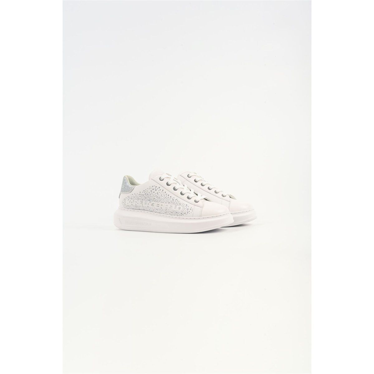 Karl Lagerfeld Kapri Konstellation Leder Damenschuhe Weiß/Silber
