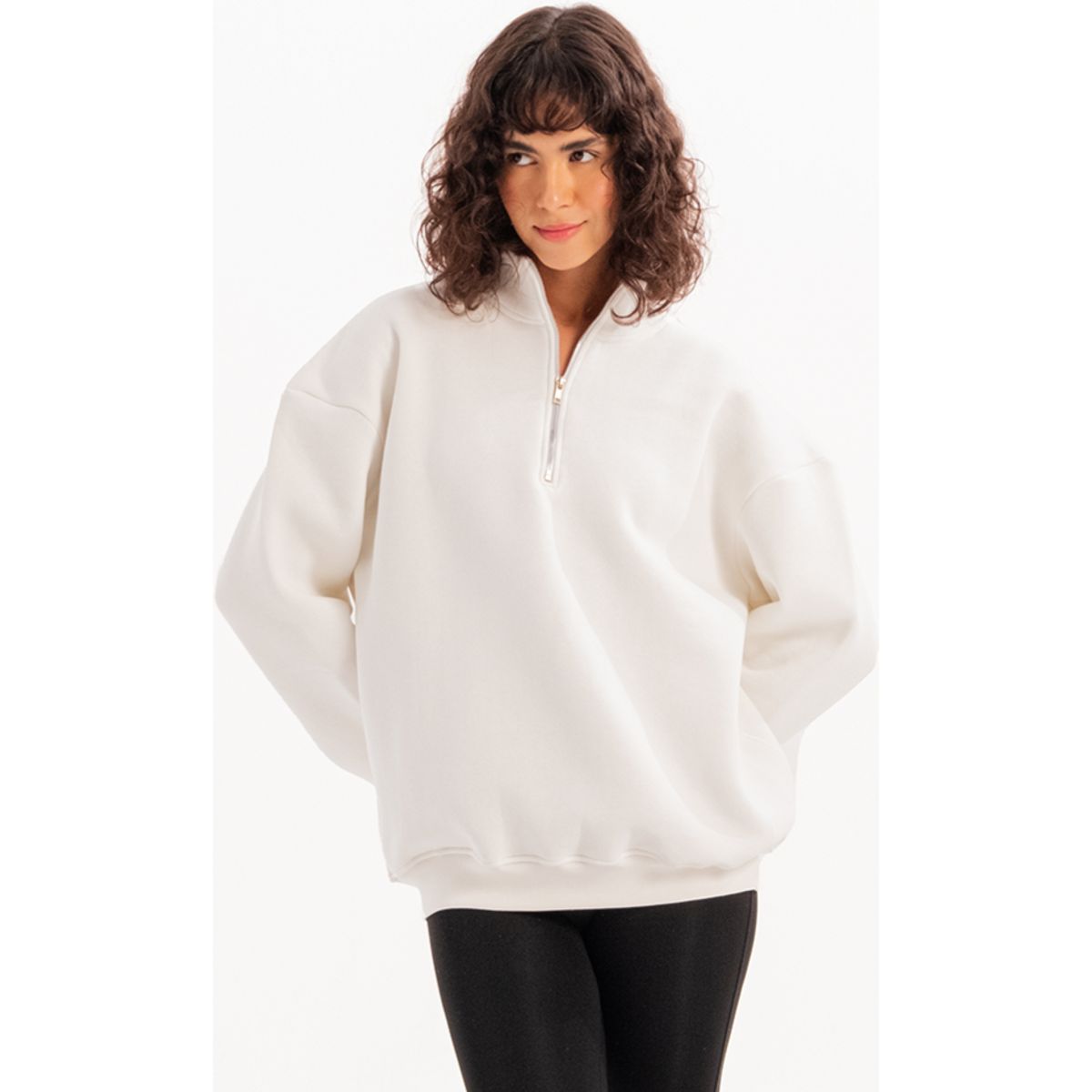 Oversize Sweatshirt mit halbem Reißverschluss