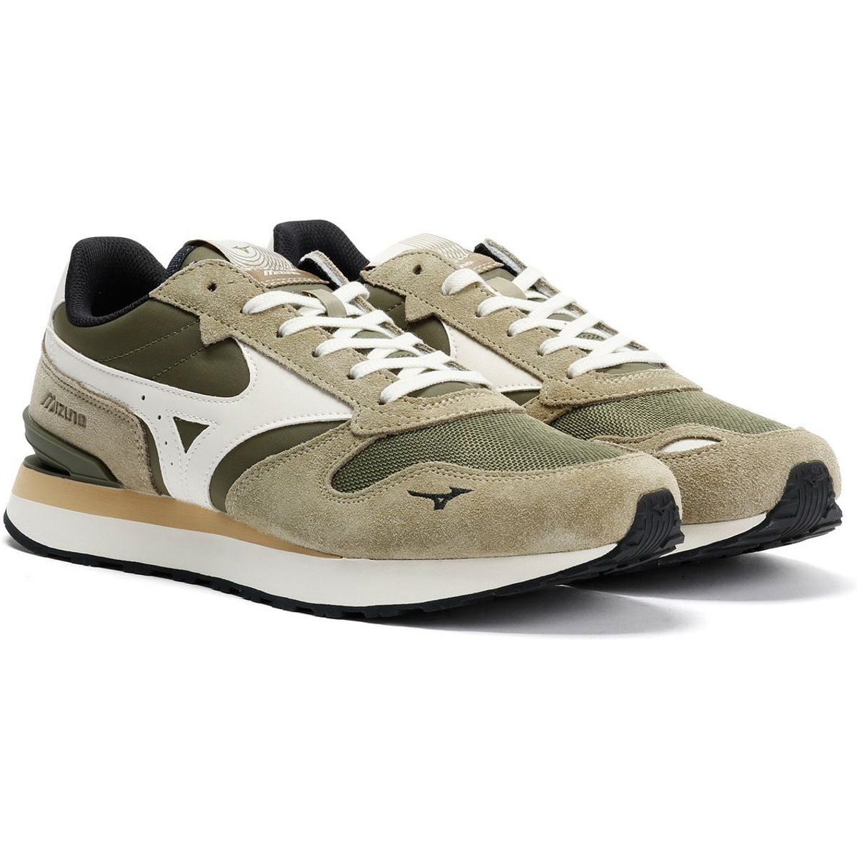 Grüner Laufschuh aus Wildleder-Mesh