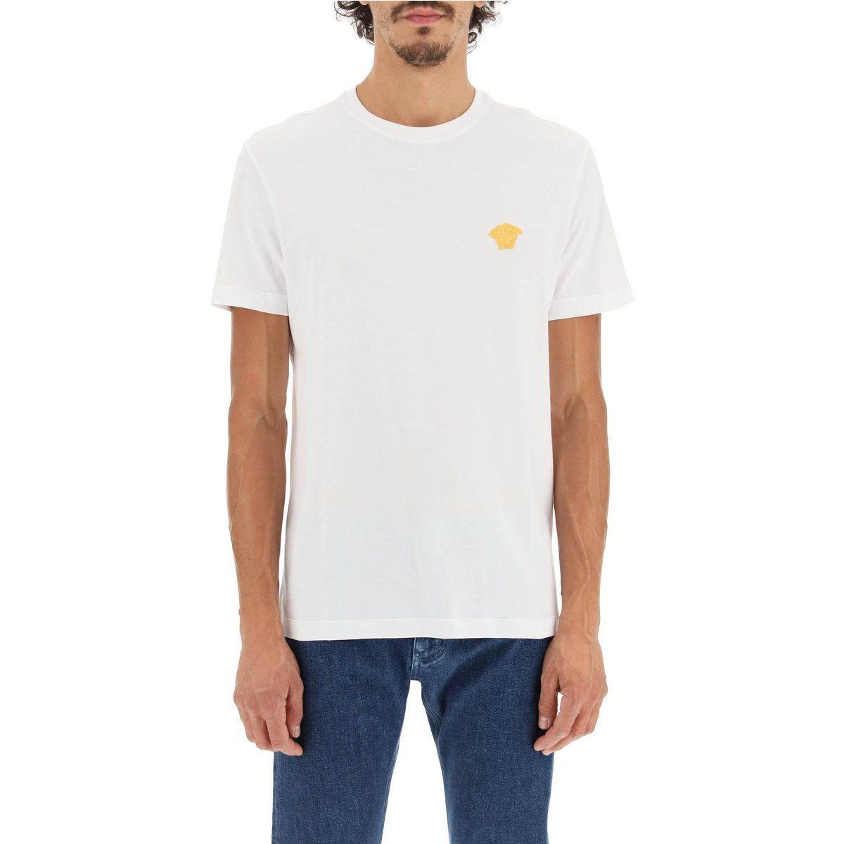 Weißes Baumwoll-T-Shirt mit Logo