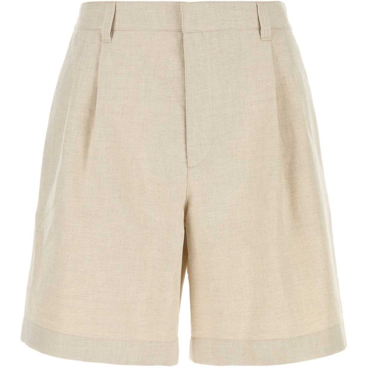 Hochtaillierte Bermuda-Shorts aus Leinenmischung
