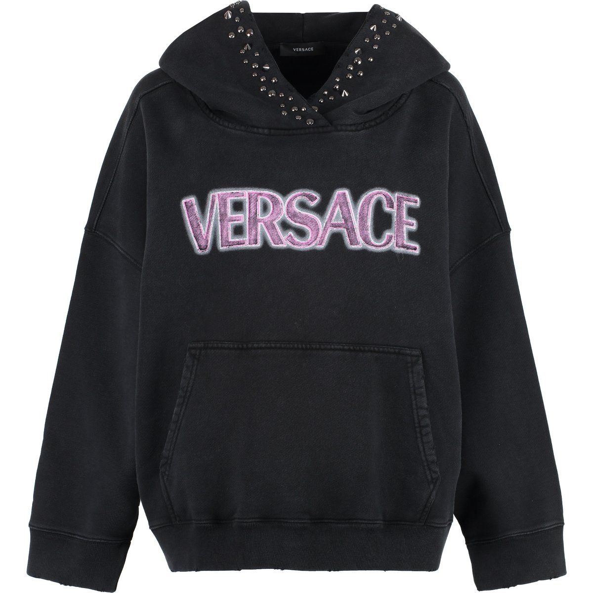 Oversize Baumwoll-Hoodie mit Nieten