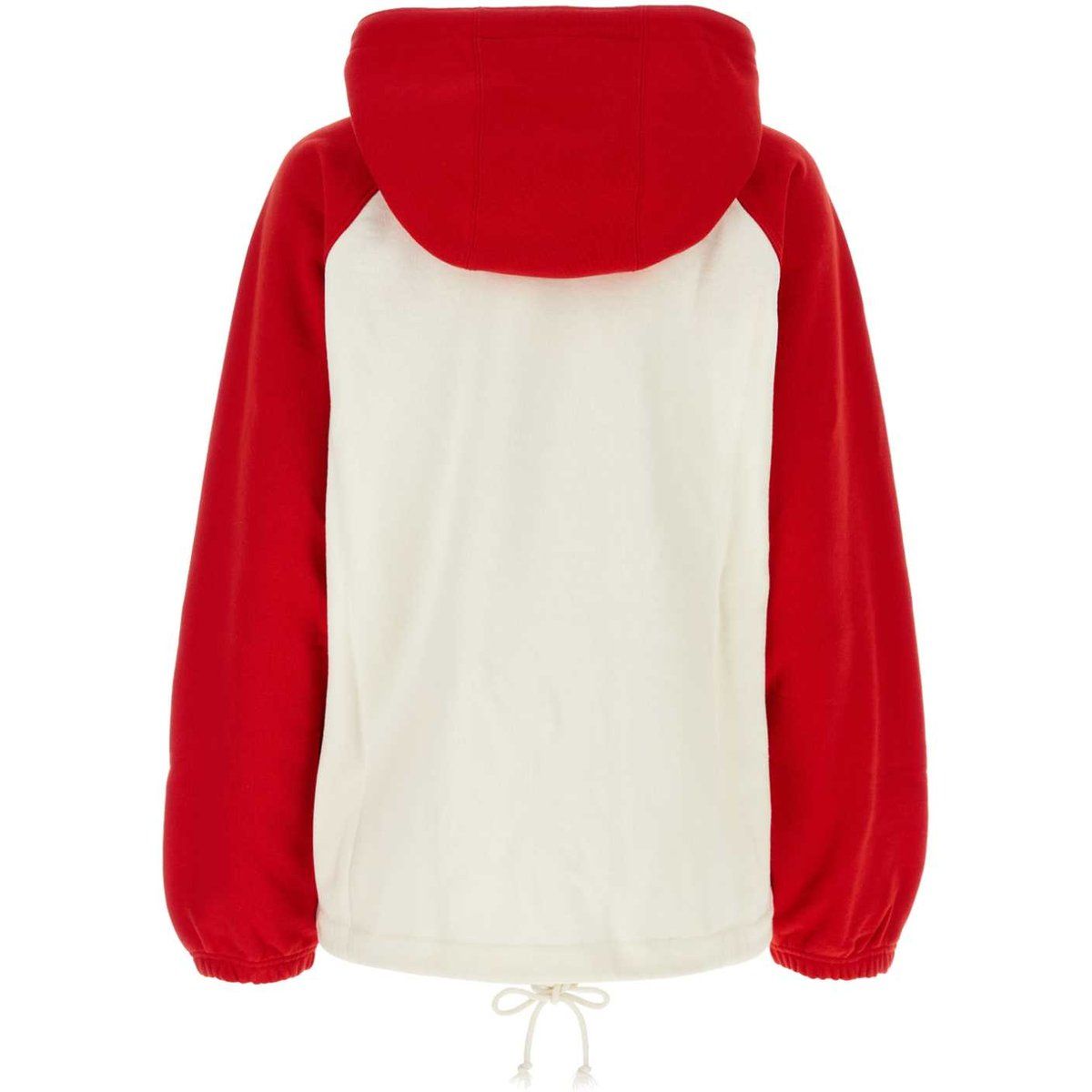 Zweifarbiger Oversize-Baumwollpullover mit Kapuze