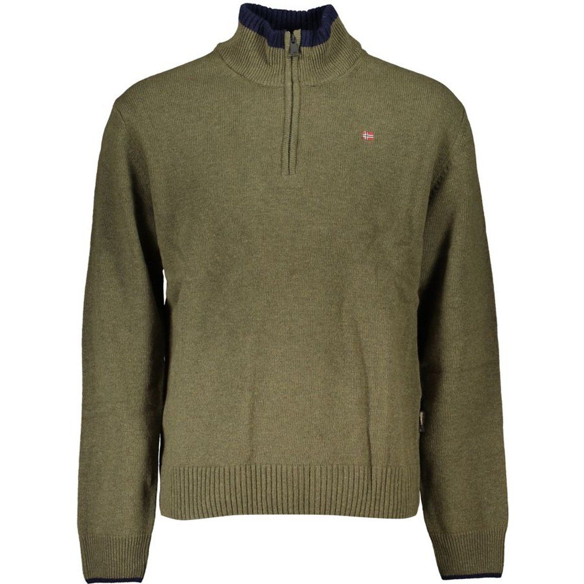 Herren Strickpullover mit halbem Reißverschluss und Stehkragen