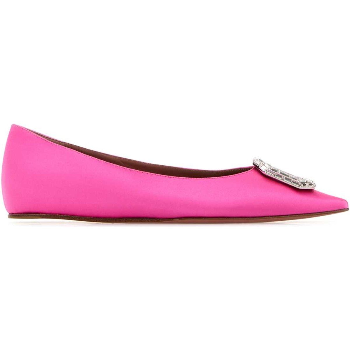 Fuchsia Satin Ballerinas mit Spitze und Schnalle
